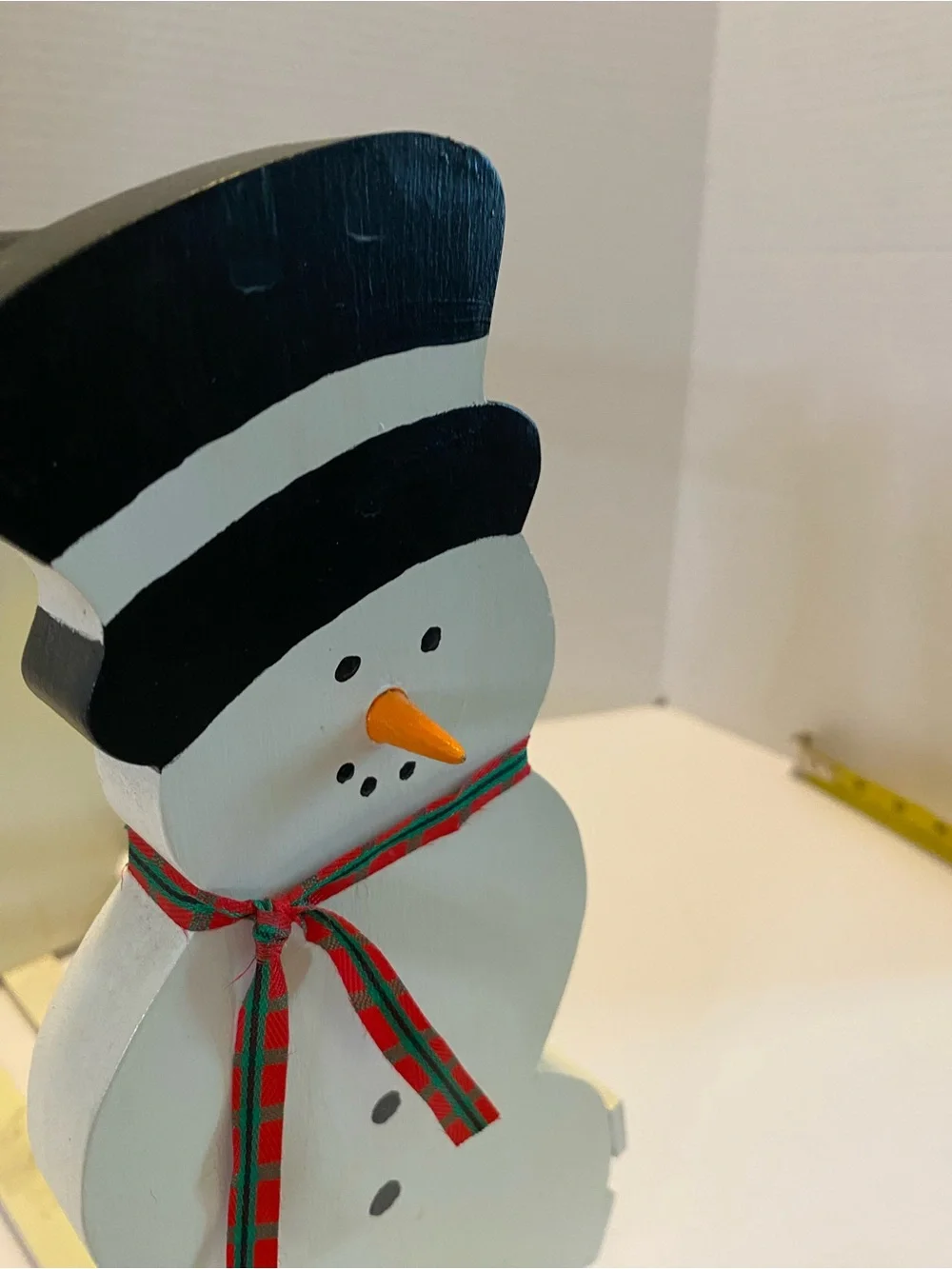 Vintage Snowman Wooden Basket W Handle Christmas Holiday White, Decor.